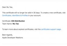 【已解决】Apple邮件通知：This certificate will no longer be valid in 30 days