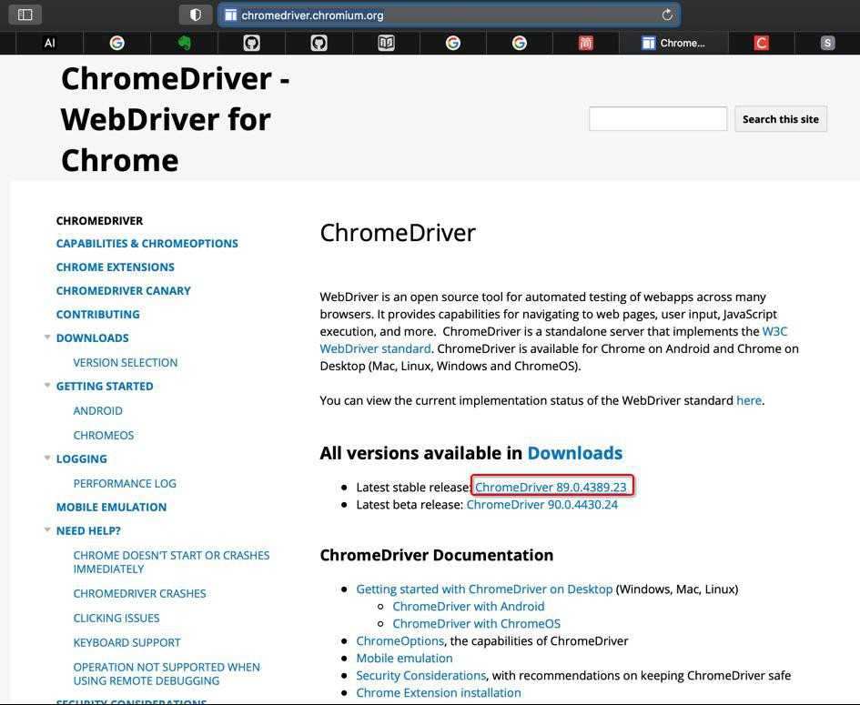 【已解决】Mac中下载Selenium的Chrome的driver：ChromeDriver