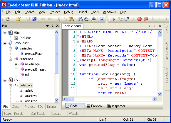 免费的PHP/HTML/CSS/JavaScript编辑器IDE - Codelobster PHP Edition